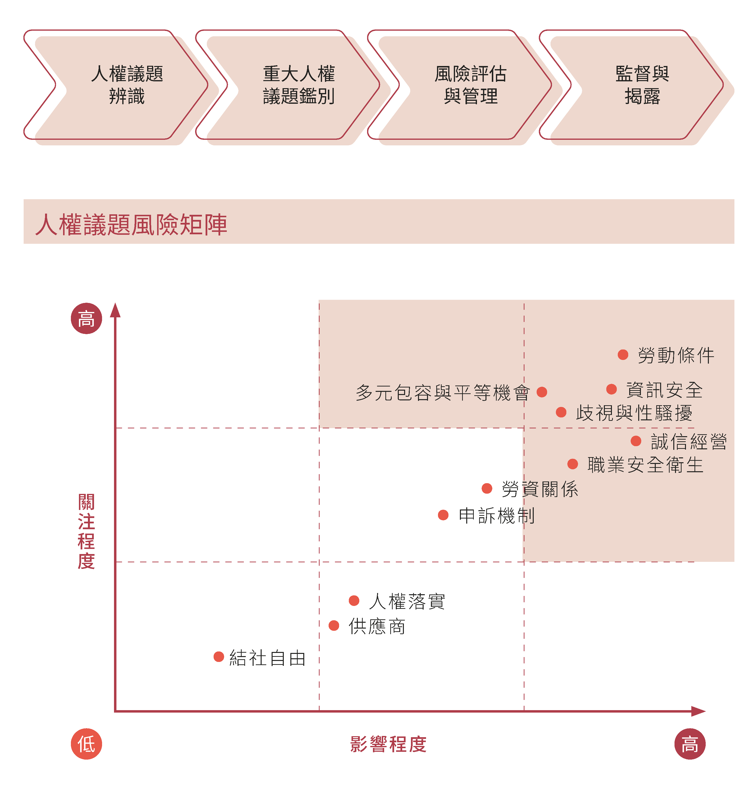 人權盡職調查流程,人權議題風險矩陣