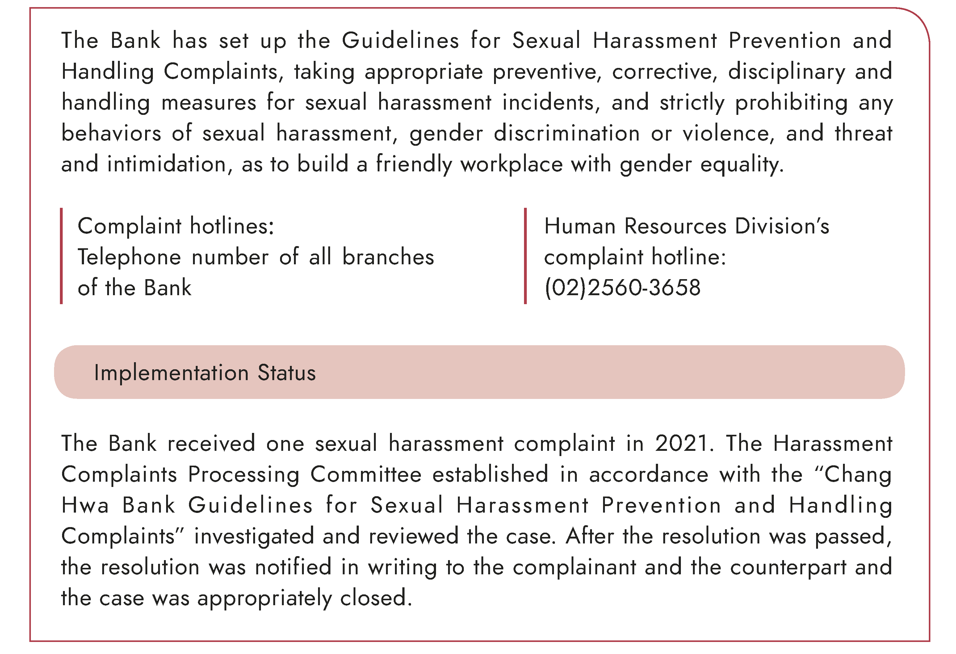 Measures for Sexual Harassment Prevention