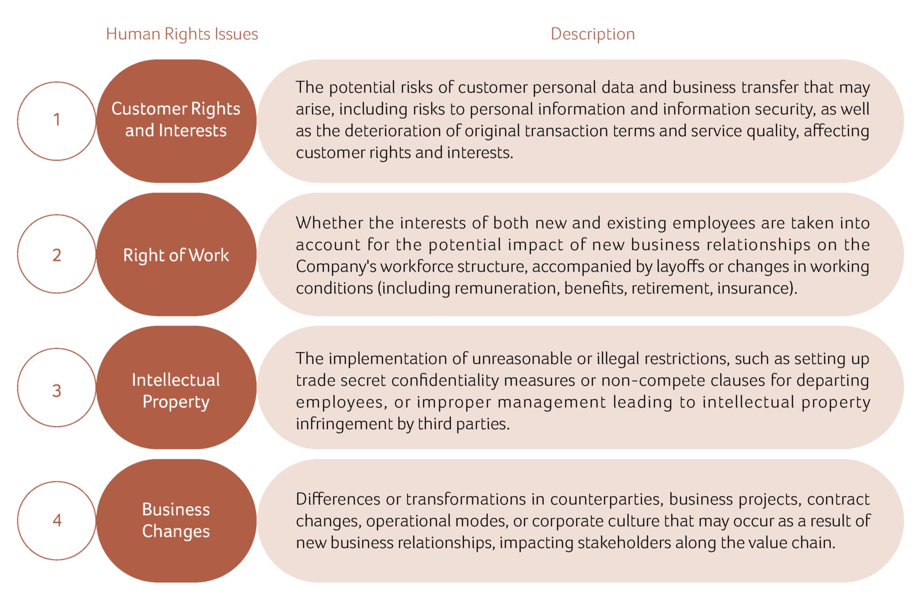 Materiality Ranking of Human Rights Issues Related to New Business Relationships