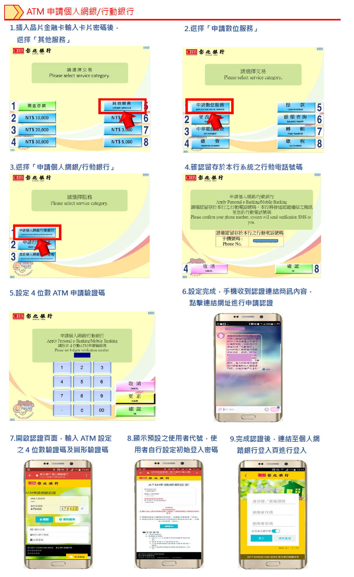 ATM申請個人網銀/行動銀行